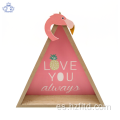 Estante de pared triangular de madera con marco de pared Flamingo